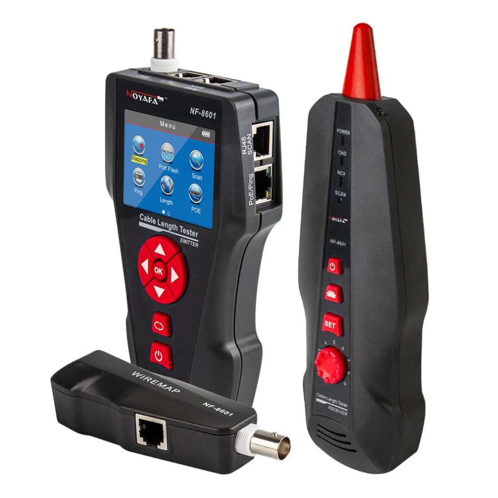 Noyafa Nf-8601 Advanced Network Cable Tester & Line Finder With Bnc, Rj45, Rj11 Compatibility - Cat5/6/7 Lan, Poe, Length Testing & Ping Tracker 313028725764