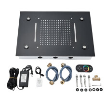 Smart LED Rainfall Ceiling Shower Head with Remote Control and Multifunctional Square Sprayer