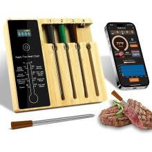 Smart Bluetooth BBQ Thermometer with 4 Probes - Wireless Digital Meat & Kitchen Accessory