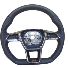 Audi A6/A7 C8 2019-2025 Upgraded Sports Flat Bottom Heated Leather Steering Wheel for S6/S7/RS6/RS7