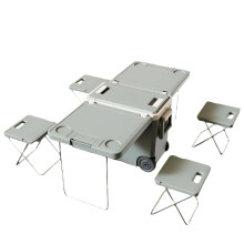 32L Multi-Functional Portable Folding Table & Chair Set with Food-Grade Cooler for Outdoor Camping & Hiking Trips