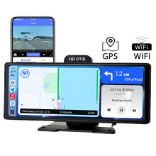 Dual Camera 4G LTE Dash Cam with GPS, FHD 1080p Video Recorder, CarPlay & Android Auto Integration, Remote Monitoring