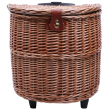 Portable Rattan Picnic Basket with Wicker Weaving - I for Outdoor Travel, Camping, and Home Storage