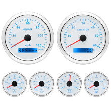 Comprehensive 7-in-1 Vehicle Gauge Kit: 85mm Tachometer, GPS Speedometer, Water Temp, Oil Pressure, Voltmeter, and Fuel Gauge for Cars, Boats, and Mo