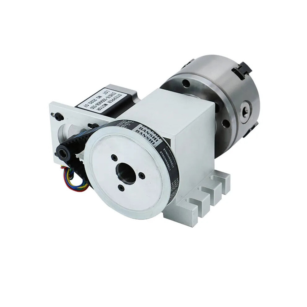High-Precision Nema 23 Stepper Motor With 6:1 Ratio, 100Mm 3/4 Jaw Chuck, Cnc 4Th Axis Rotary System & Mt2 65Mm Tailstock For Engraving And Routing 313101153149
