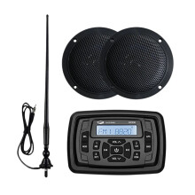Waterproof 12V Marine Stereo Bluetooth Radio with 4-Inch Speakers & FM/AM Antenna for RVs & Motorcycles