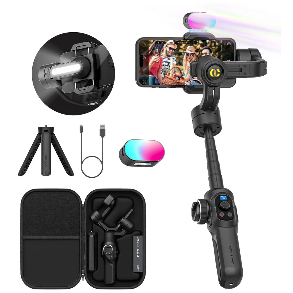 Aochuan Smart S2 Professional 3-Axis Smartphone Gimbal Stabilizer With Extendable Rod 726084906518