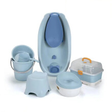 7-Piece Newborn Baby Bath Essentials Set: Plastic Bathtub, Potty Seat, Chair, Bowl, Bucket, and More