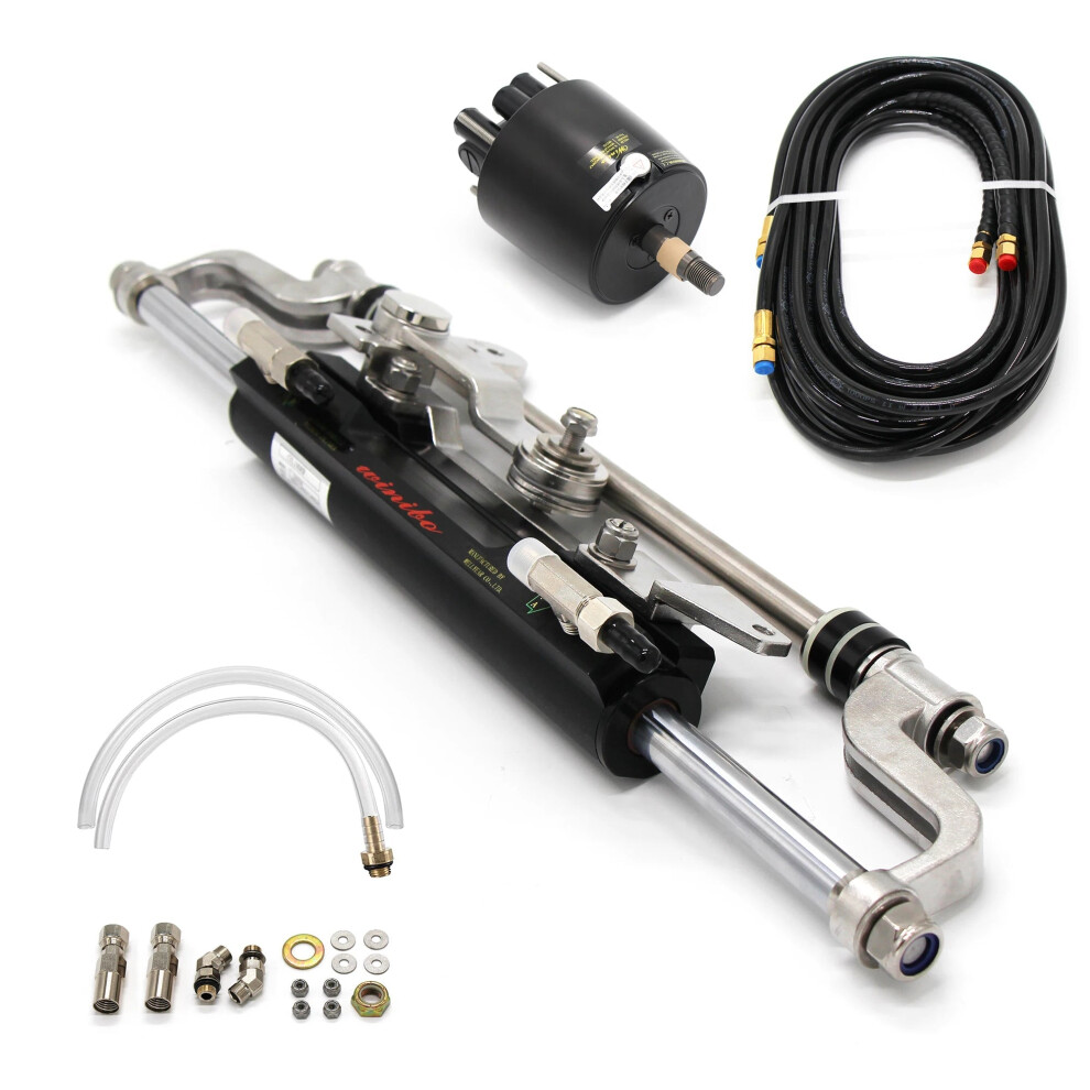 Winibo 300Hp Outboard Motor Hydraulic Steering System With Helm Pump, Cylinder, And Tubes - Boat Engine Accessories (Model Za0350) 7445038078004