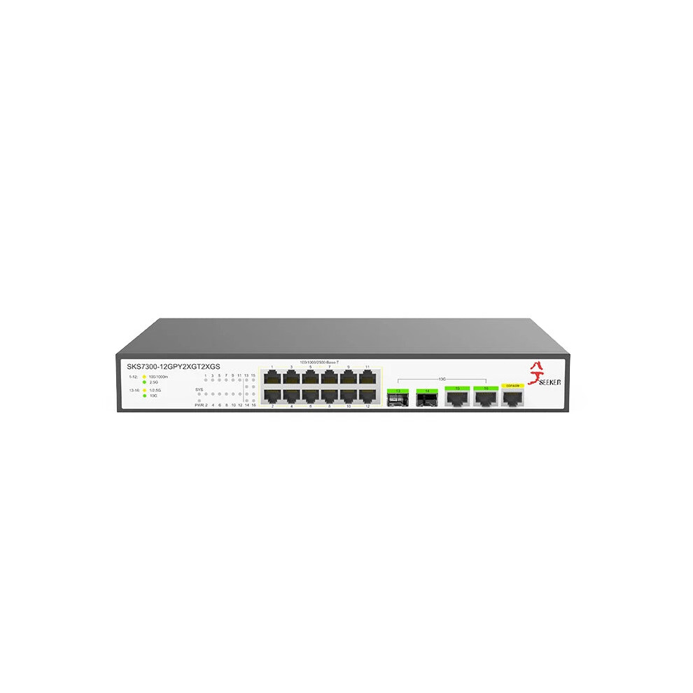 Xikestor L2 Managed Ethernet Switch - 12-Port 2.5G Rj45, 2-Port 10G Rj45, 2-Port 10G Sfp, Cli & Web Management, With Fan 705353360411