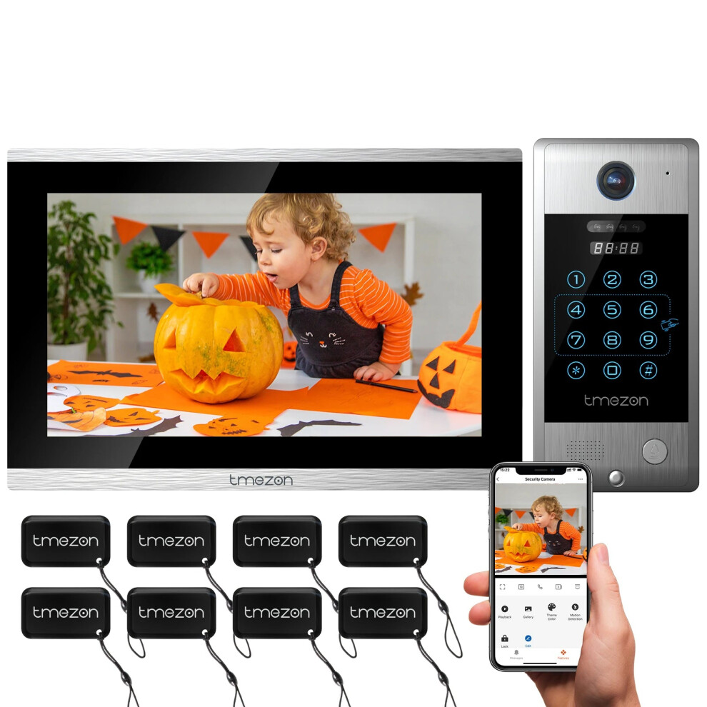 Tmezon 10-Inch Touchscreen Wifi Video Doorphone With 1080P Wired Doorbell & 4-In-1 App Control - Password & Card Swipe Monitor, Tuya Compatible 7445056687646