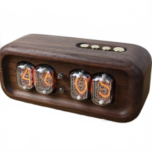 Vintage Luxury Black Walnut Glow Tube Digital Desk Clock - DIY Gift Edition