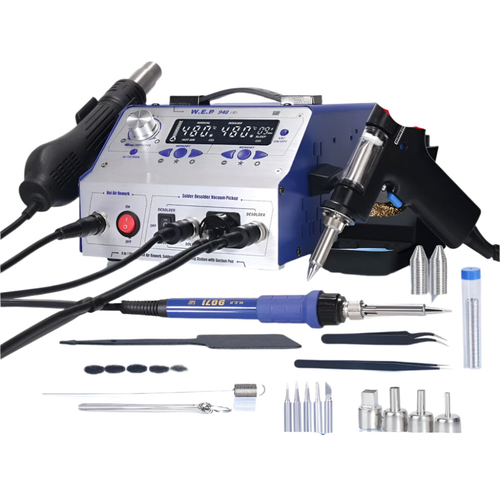 3-In-1 Wep 948 Ii Rework Station: Hot Air Gun, Soldering Iron, Suction Pen & Bga Welding Station 313019656626