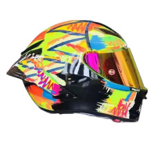 DOT Approved Full Face Motorcycle Helmet with Graffiti Design and Large Spoiler for Motocross & Motorbike Riders