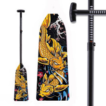 Premium IDBF Approved Carbon Fiber Boat Paddle with Cyprinoid Graphics & Adjustable Aluminum Clamp