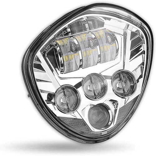 Silver LED Headlight Assembly for Motorcycles - High-Performance LED Head Lamp