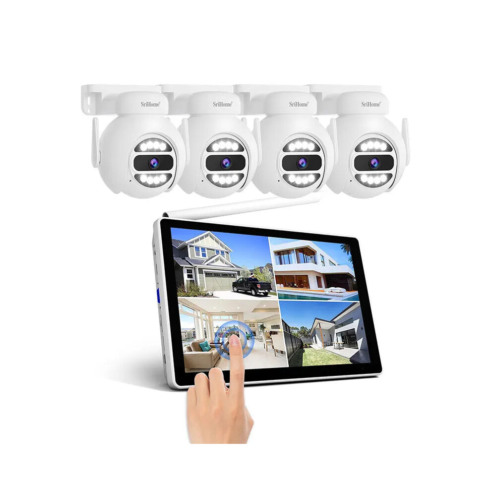 Srihome Nvs010 5Mp 10-Inch Ips Touchscreen Wireless Wifi Nvr Kit With Ptz Ip Dome Camera For Home Security 7445015864811