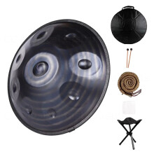 Premium D Minor Steel Tongue Drum - 9/10/12 Notes, 440Hz, Blue Black Ribbed Finish - I Gift for Musicians
