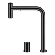 Matte Black 304 Stainless Steel Kitchen Faucet with Independent Hot & Cold Switch, Pull-Out 360Â Mixer Tap