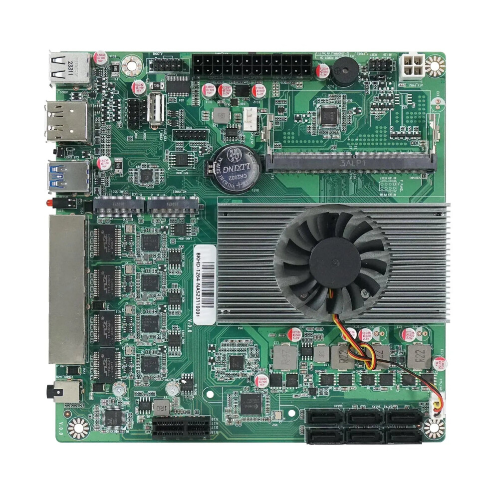 Ikuaios Intel N100 Diy Nas Mini Itx Motherboard - Compatible With Truenas, Proxmox, Openmedia - Features 4X 2.5Gbe, 2X M.2, 6X Sata - Model Bkhd 1264 7445011196121