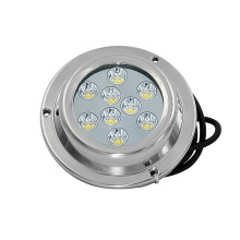 316 Stainless Steel 27W LED Underwater Light for Boats and Pools - Surface Mount, 28V