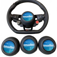 Premium Genuine Leather Steering Wheel Cover for Audi A3/S3/RS3 (2017-2022) with Control Button and Shift Paddle Accessory