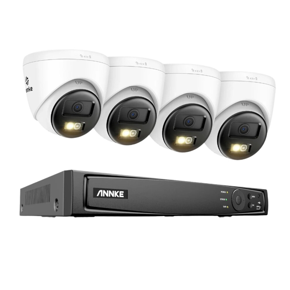 8Mp 4K Poe Security Camera System With Two-Way Audio, Human & Vehicle Detection, Flashing & Audio Alarms - 4 Cameras & 8Ch Nvr By Annke 313053175138
