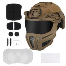 Ultimate Fast SF Airsoft Tactical Helmet Set with Steel Mesh Mask, Visor & Helmet Cover - Complete Full Face Protection Gear
