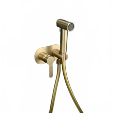 Elegant Gold Wall-Mounted Bidet Sprayer Set with Hot & Cold Mixer - Solid Brass Shattaf Shower Faucet