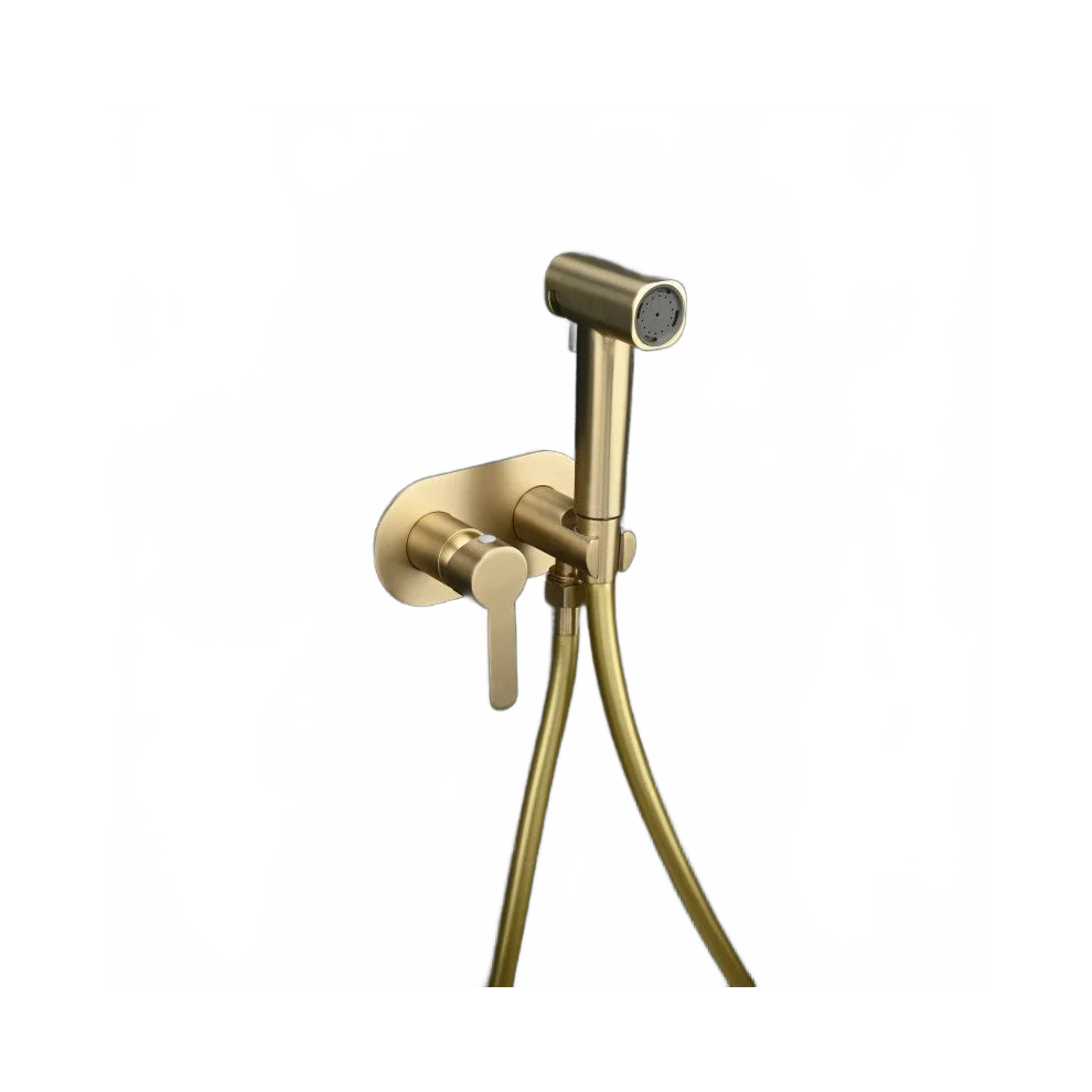 Elegant Gold Wall-Mounted Bidet Sprayer Set With Hot & Cold Mixer - Solid Brass Shattaf Shower Faucet 711181777918