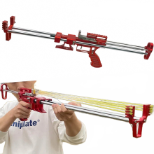 Krachtige katapult met lange hengel voor de jacht, inclusief laserrichtsysteem en accessoires voor jungledoelen.