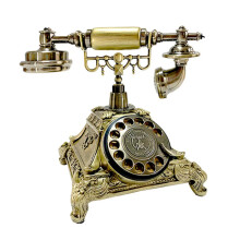 Vintage-Inspired Audio Message Guest Book - White Chrome Bronze Gold Phone with Roulette Dial for Weddings
