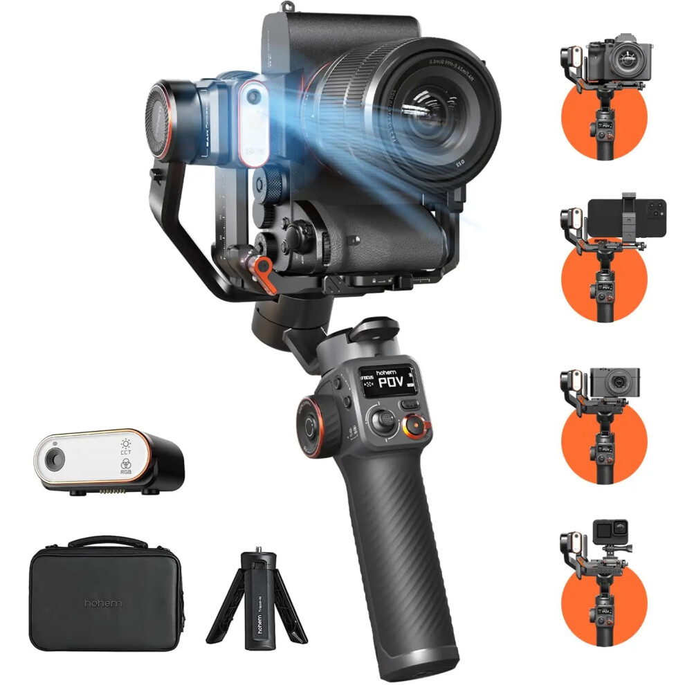 Hohem Mt2 Kit: Advanced 3-Axis Gimbal Stabilizer With Ai Tracking For Sony, Canon, Nikon, Fujifilm, Panasonic Mirrorless Cameras 7445047648663
