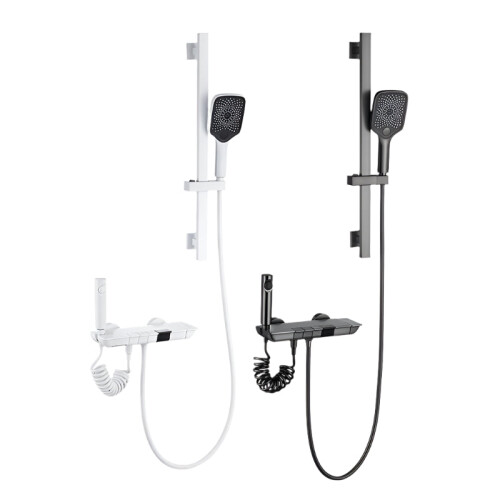 Wall-Mounted Thermostatic Rainfall Shower Set with Piano Keys Temperature Display