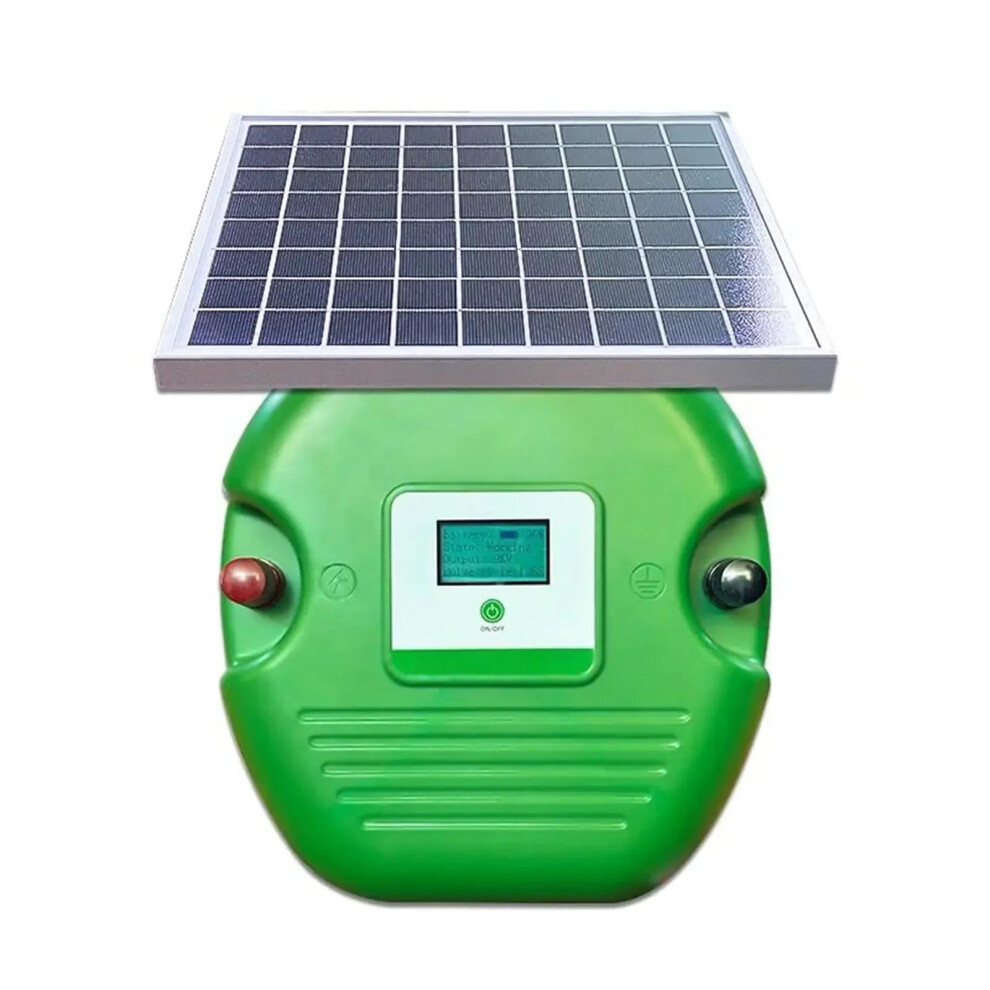 10W Solar Electronic Fence Charger With Lcd Display - 1.5 Joules, 6.2 Miles Range, Lithium Battery For Livestock Management 384925354319