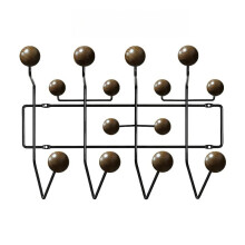 Multi-Hook Wall-Mounted Coat Rack with Wooden Ball Accents for Hallway, Bathroom, Living Room, and Bedroom
