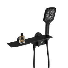 Smart Wall-Mounted Bathtub Faucet with Dual Functionality & Temperature Display, Featuring Large Shelf & Eco-Friendly Water Flow Electricity Generati