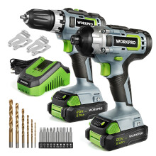 WorkPro 21-Piece Cordless Impact Screwdriver & Drill Driver Set with 20V Fast-Charging Li-Ion Batteries