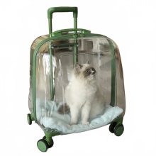 Portable Transparent Cat Backpack with Breathable Design and Trolley Case Functionality
