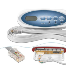 Compact 4-Button Balboa-Compatible Topside Control Panel with 7ft Cord & Phone Jack Connector for Heat Jacket Systems