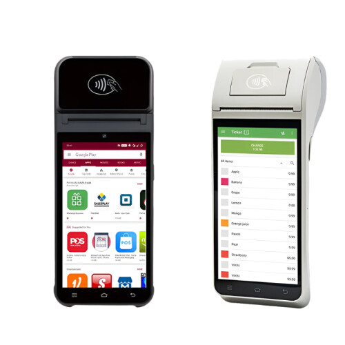 Portable Android 13 Handheld POS Terminal with 58mm Thermal Receipt Printer, 4G, Bluetooth, and NFC
