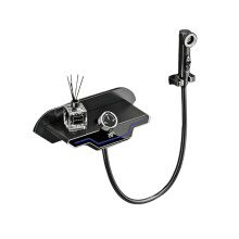 Sleek Black Brass Wall-Mounted Thermostatic Faucet with LED Display for Bathtub