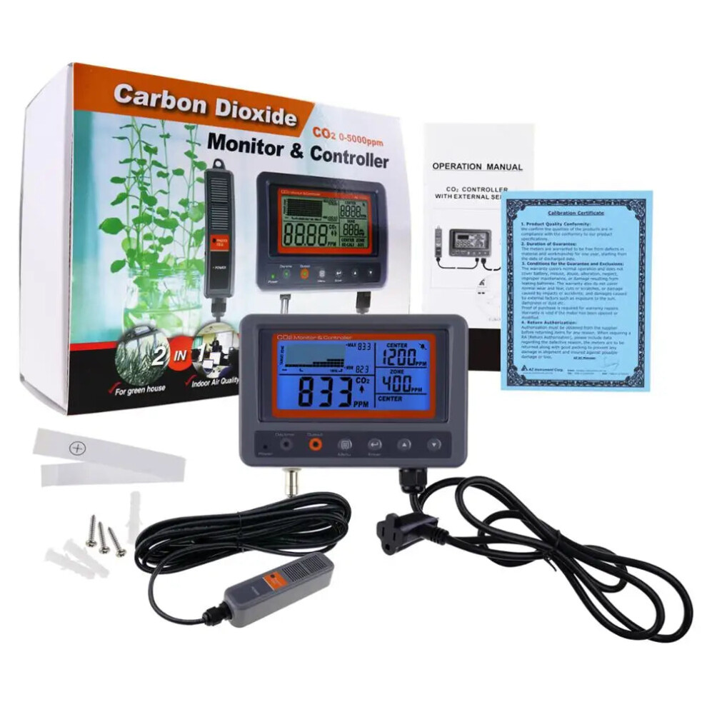 Advanced Digital Co2 Monitor & Controller With Ndir Sensor And Relay Function For Greenhouses & Mushroom Farms 705353162701