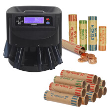 Xindabill XD 9005 Professional Coin Counter & Automatic Sorter with Wrapper Roller - Multi-Currency Support (USD, EUR, THB, RUB, CAD, MYR)