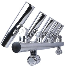 Premium 5-Pipe Row Fishing Rod Holder with 304 Stainless Steel Hardware for Boats & Yachts