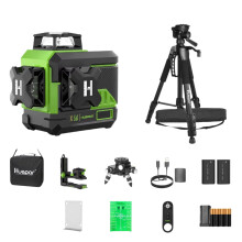 Huepar OSRAM 3D Laser Level 3x360Â with 12 Lines, LCD Screen & Bluetooth Remote - Includes 2 Li-Ion Batteries (Model Z03CG)