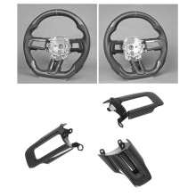 Gloss Carbon Fiber Steering Wheel Control Trim Covers - 3pcs Set for Ford Mustang 2015-2022