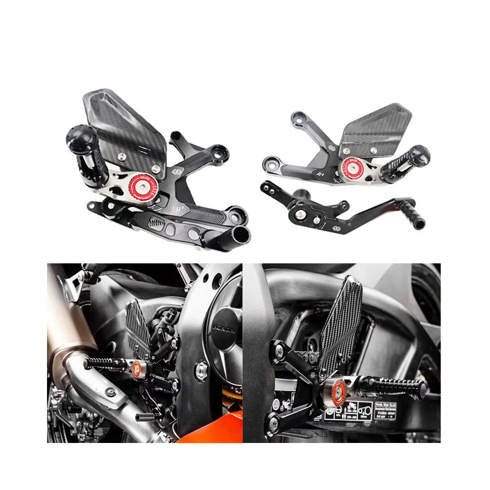 Premium Cnc Aluminum & Carbon Fiber Motorcycle Foot Pegs Rearset For Honda Cbr1000rr 2020-2023 7445039477455