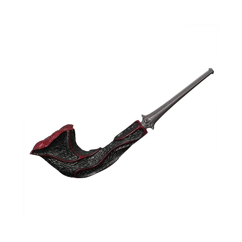 Elegant Briarwood Tobacco Pipe - 210mm Straight Sandblasted Design with Carved Pattern and Cumberland Mouthpiece
