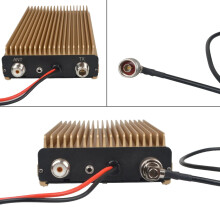 High-Power UHF 400-470MHz Walkie Talkie Amplifier with Selectable 10W-80W Output, VSWR Display, and 13.8V 15A Input